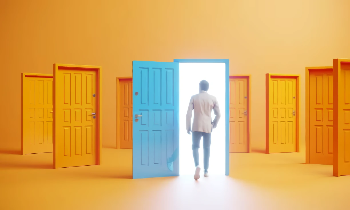 Persona entrando por una puerta